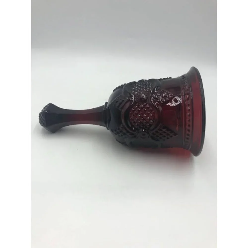 Vintage Dark Ruby Red Ornate Glass Bell Decorative Collectible